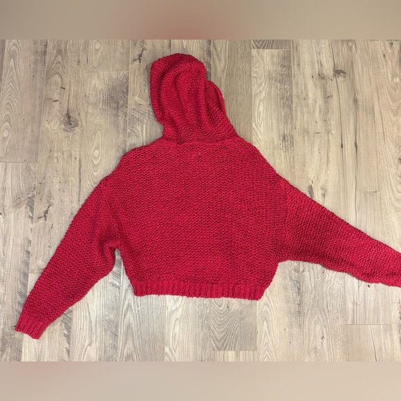 Pilcro Anthropologie Sailcloth Hooded Sweater – Raspberry Red, Size XS - Picture 4 of 7